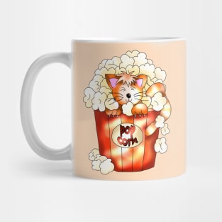 cute ginger cat in a popcorn pot on a plain background Mug